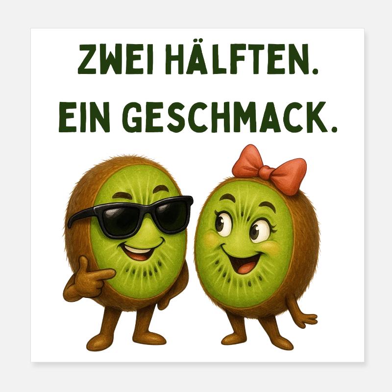 Zwei Hälften Ein Geschmack Kiwi Poster 20x20 cm