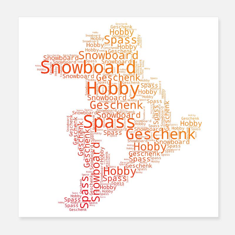 Message de snowboard clair Poster 20 x 20 cm