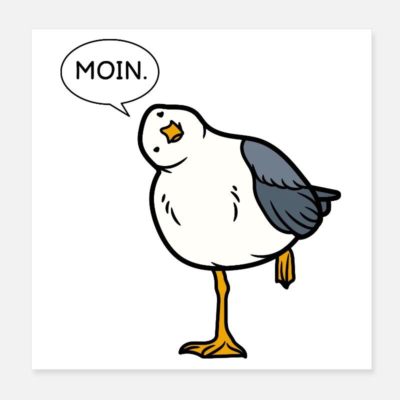 Moin Möwe – norddeutscher Gruß mit Humor Poster 20x20 cm