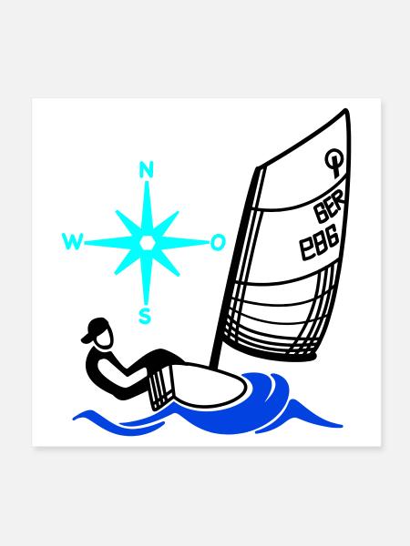 Optimist Opti Segelboot Segeln Kinder Regatta - Poster 20x20 cm - Weiß - Vorne