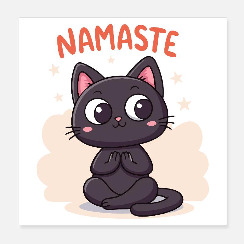 Zen Cat Namaste Poster 8" x 8" (20x20 cm)