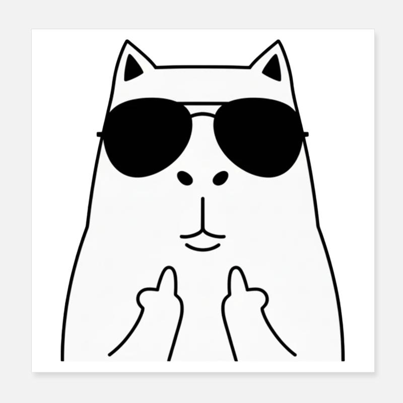 Katzengesicht mit Sonnenbrille Poster 20x20 cm