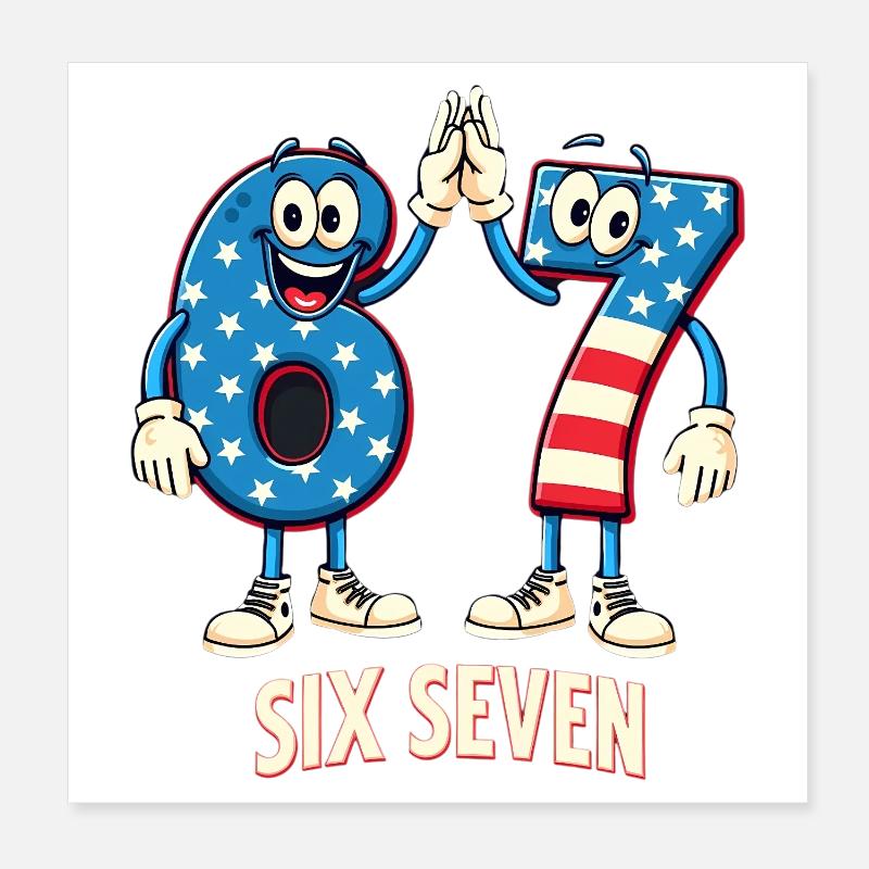 US Flag 67 Memes Six Seven Poster 20 x 20 cm