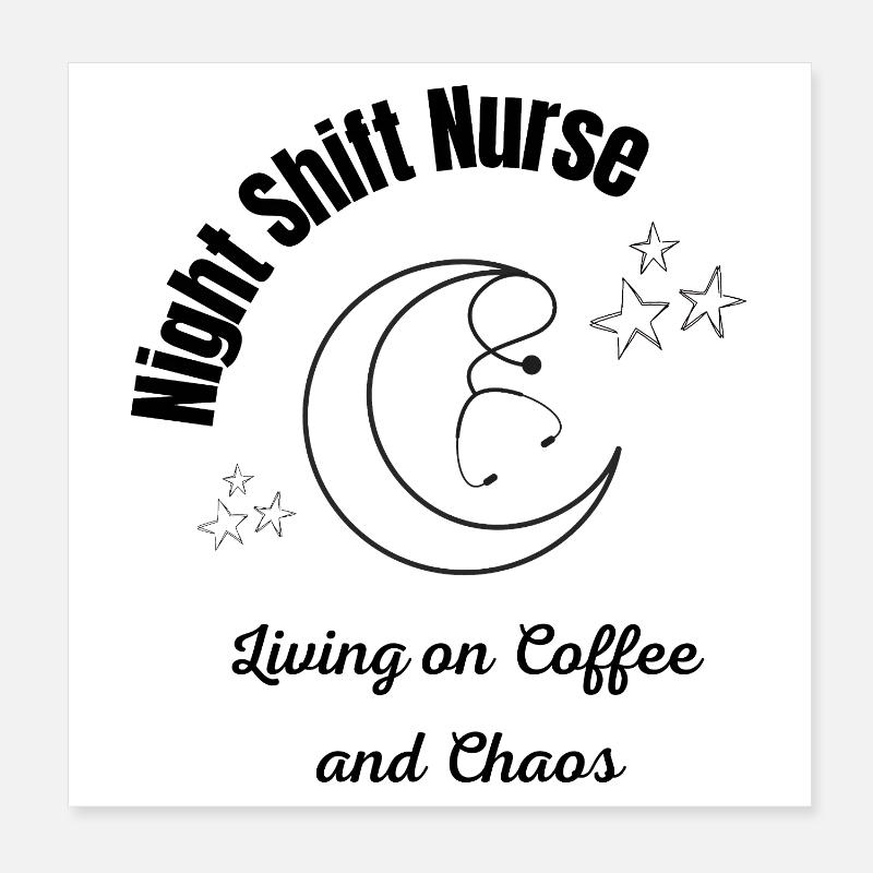 Infirmière de nuit - Café et stéthoscope chaos M Poster 20 x 20 cm