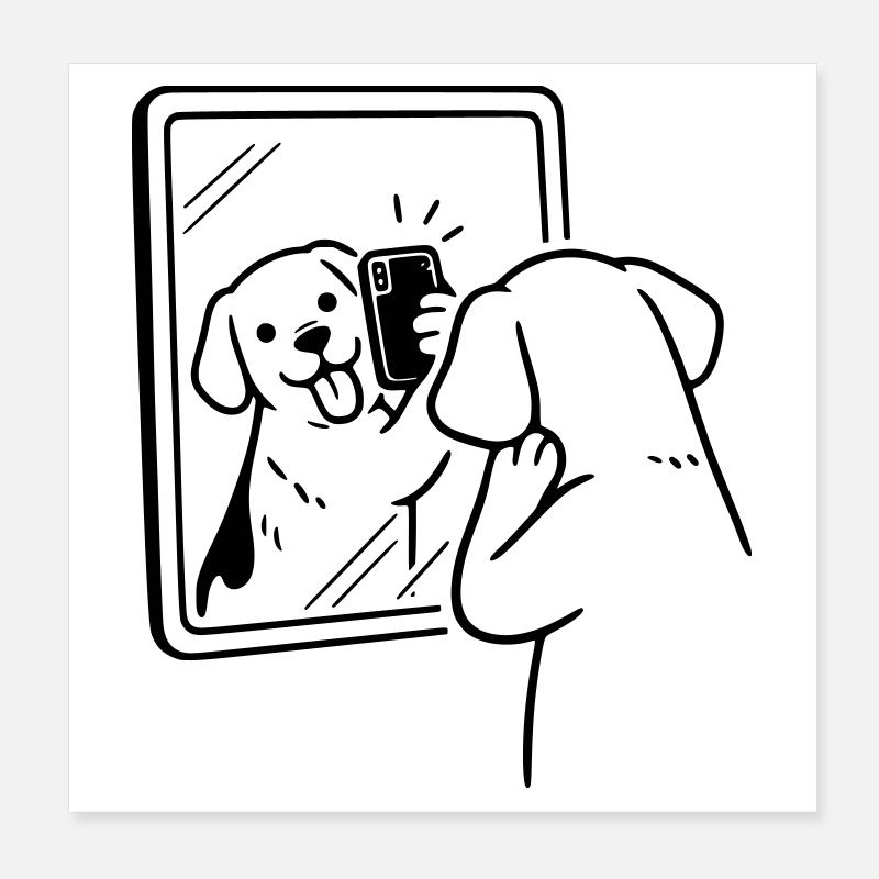 selfie dog hund Poster 20x20 cm