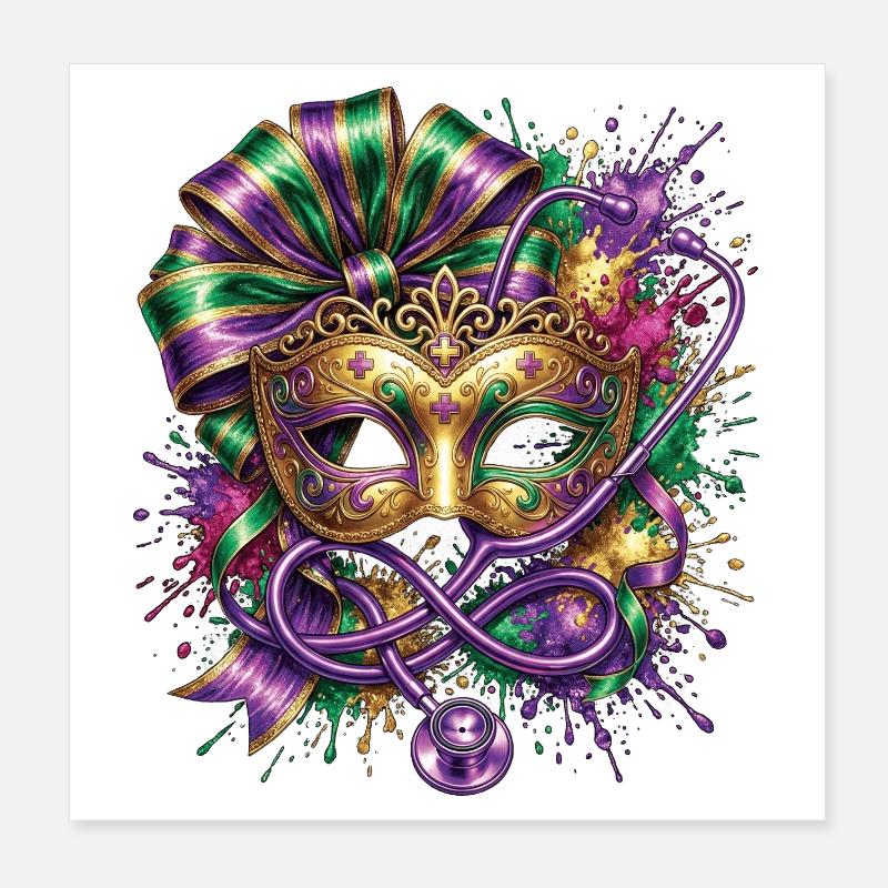 Masque de l’infirmière docteur du Mardi Gras Poster 20 x 20 cm