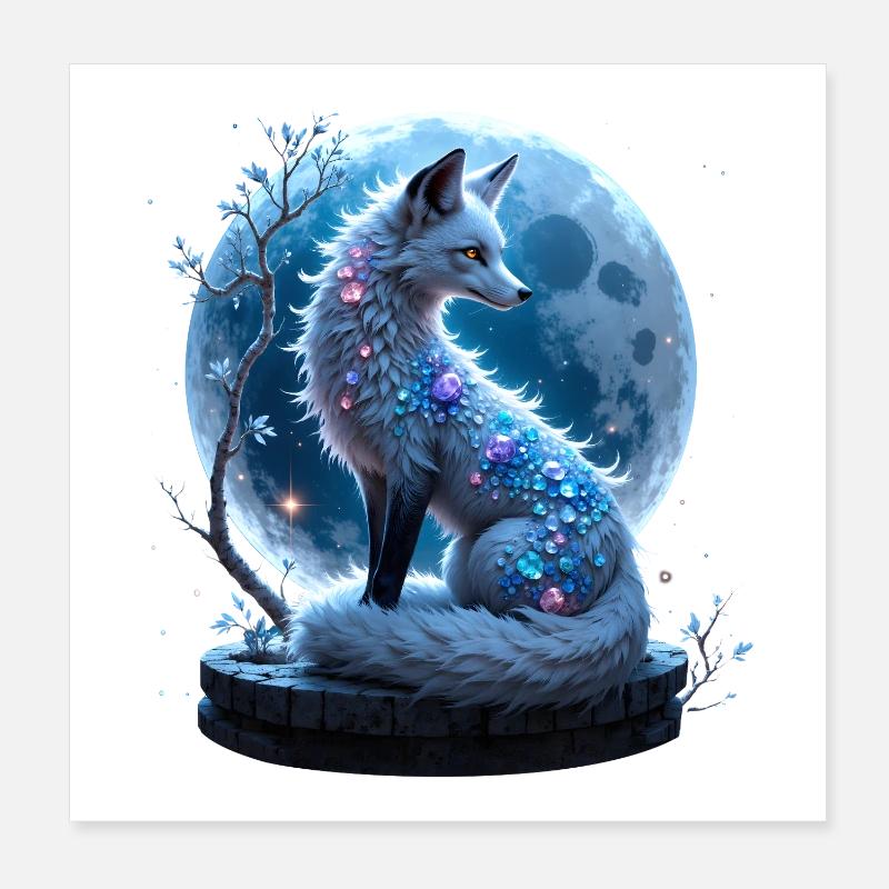 Blå Ræv af Lunar Gems Poster 20x20 cm