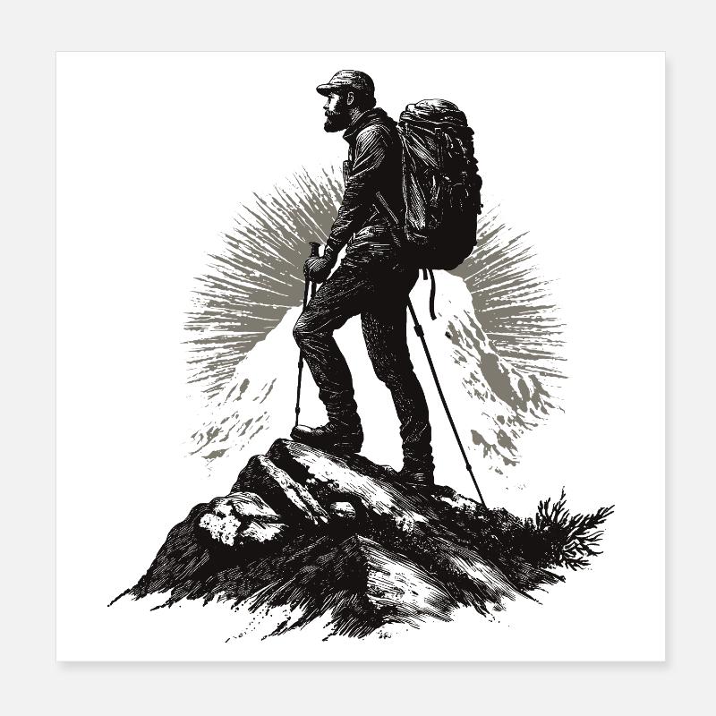 Motif d’alpiniste dans le rayon de soleil Poster 20 x 20 cm