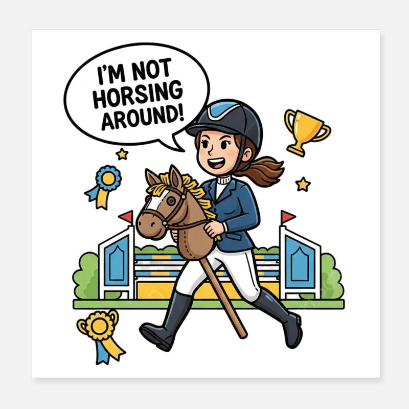 Hobby Horsing Poster 20x20 cm