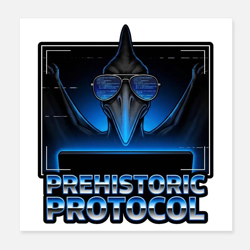 Vorzeitliches Protokoll Neon Poster 20x20 cm