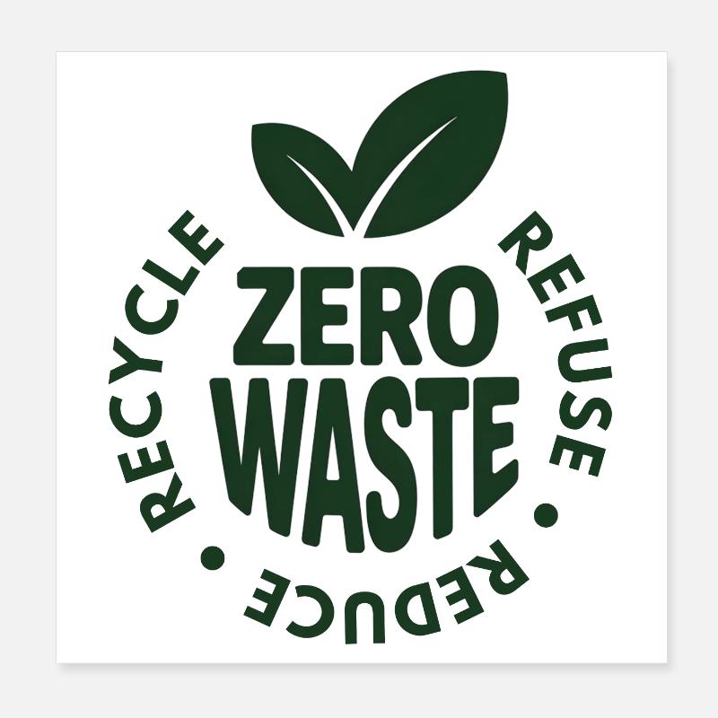 Zero Waste Eco-Friendly Badge Design Poster 8" x 8" (20x20 cm)