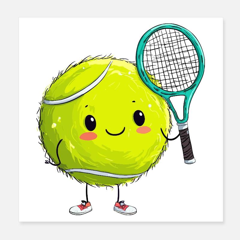 Cuddly tennis ball with racket Poster 8" x 8" (20x20 cm)