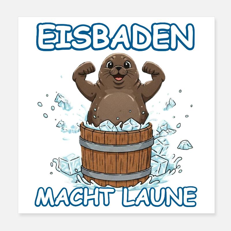 Phoque de bain de glace Poster 20 x 20 cm