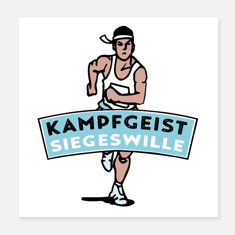 Kampfgeist Siegeswille - Marathonläufer Poster 20x20 cm