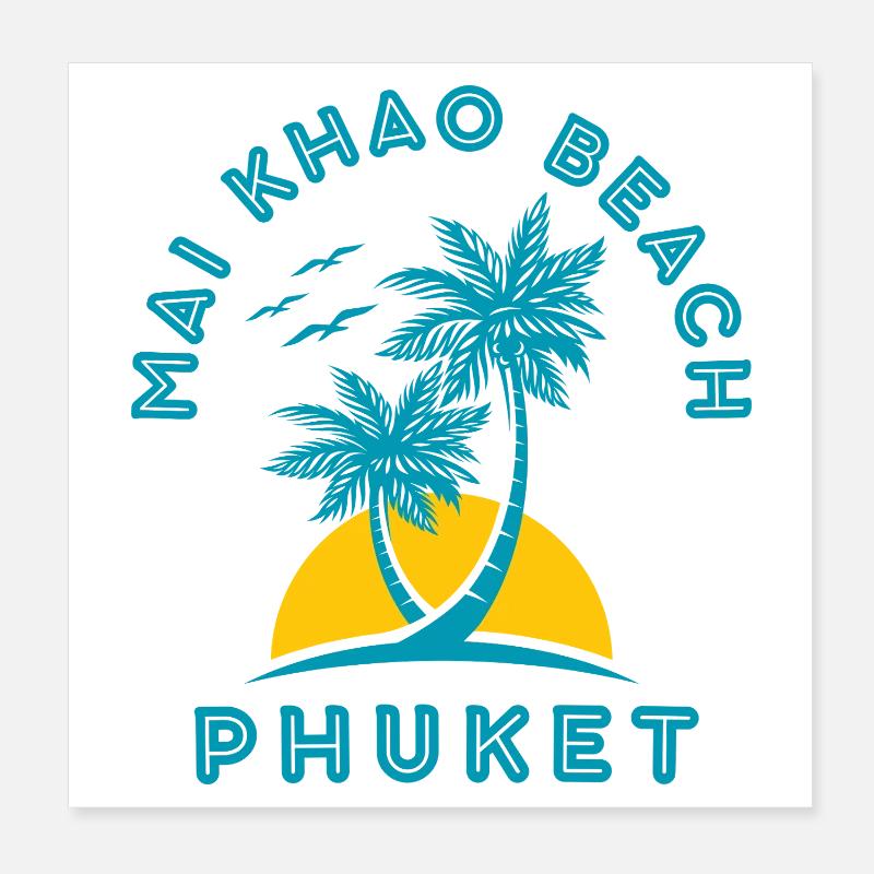 Coucher de soleil de palmier sur la plage de Phuket Mai Khao Poster 20 x 20 cm