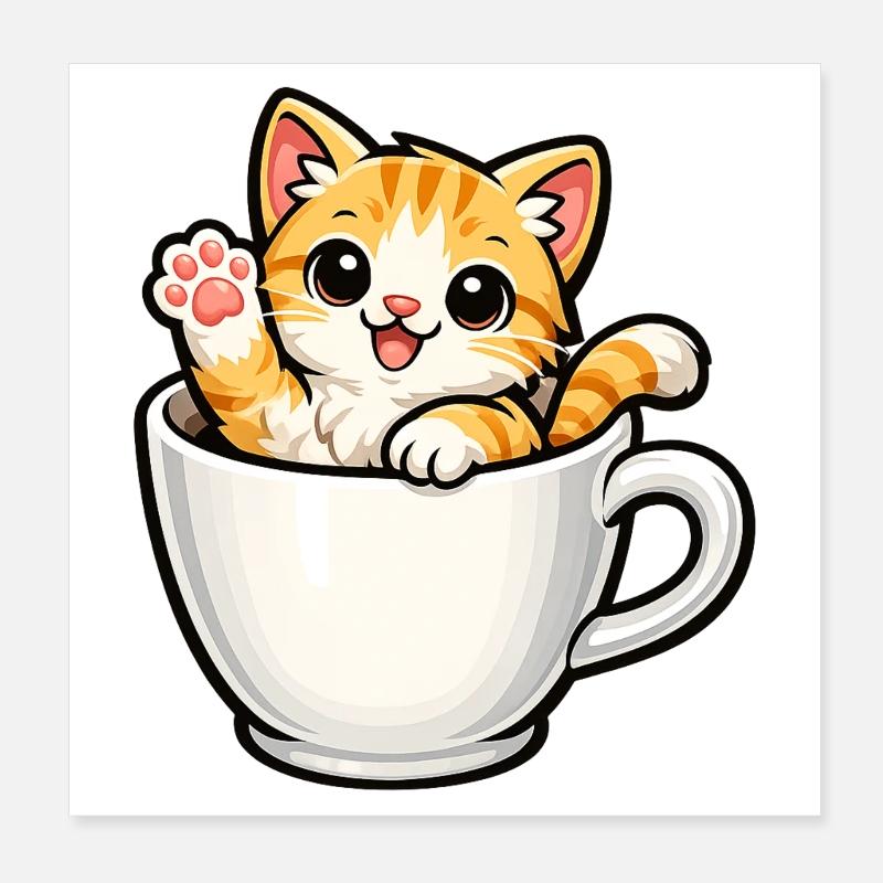 Kätzchen im Becher Poster 20x20 cm