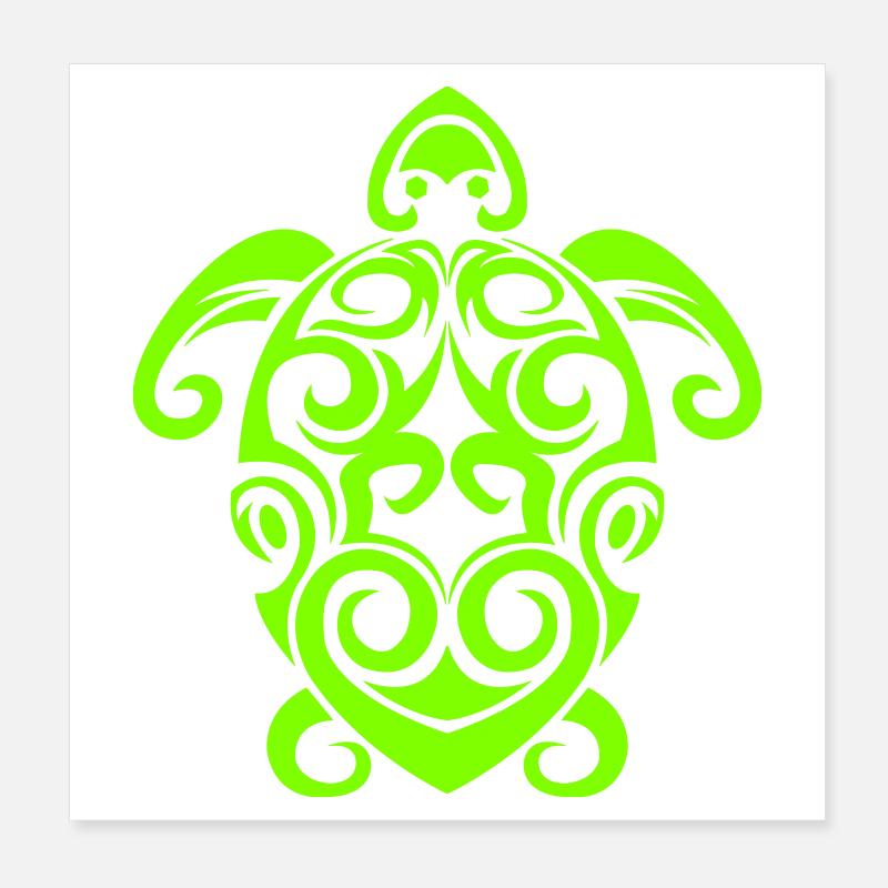 Leuchtende Schildkröte Tribal Muster Poster 20x20 cm