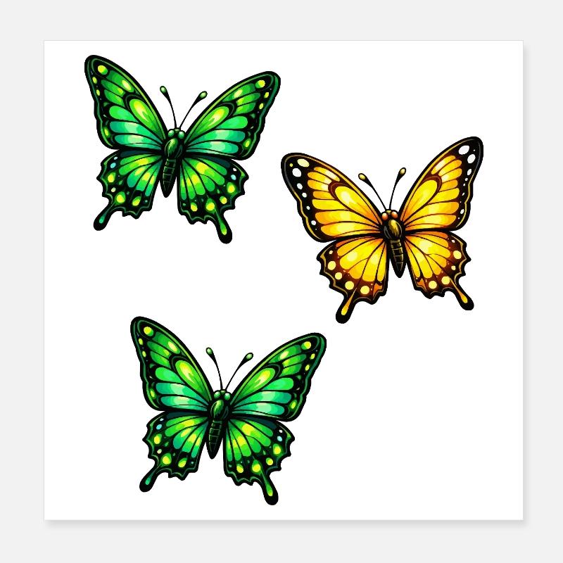 Schmetterlinge Neon  Poster 20x20 cm