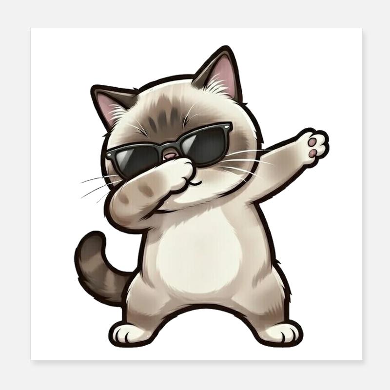 Dabbing Ragdoll Cat Poster 8" x 8" (20x20 cm)
