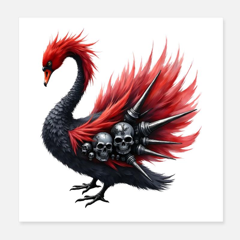Corbeau d’Ombre avec des crânes et des pointes Poster 20 x 20 cm
