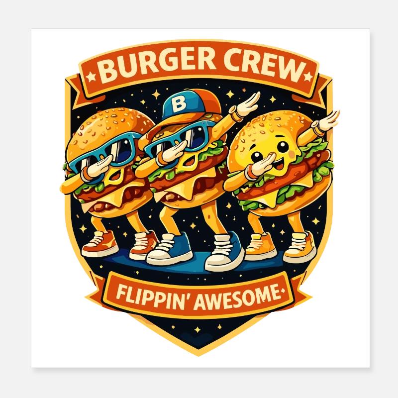 Burger Crew Flippin' Awesome - Danse du Dabbing Dab Poster 20 x 20 cm
