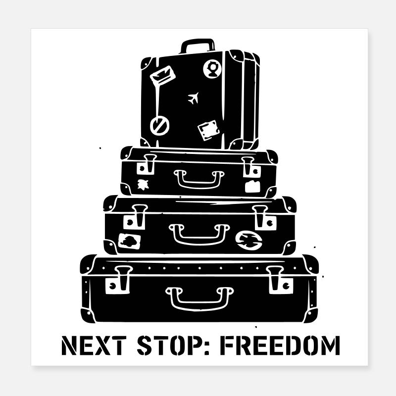 Koffer Stapel Freedom Reise Poster 20x20 cm
