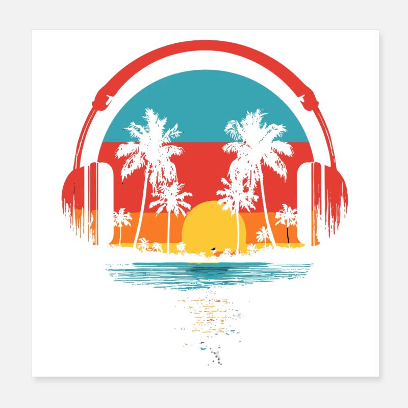 Palmier d’été de plage Poster 20 x 20 cm