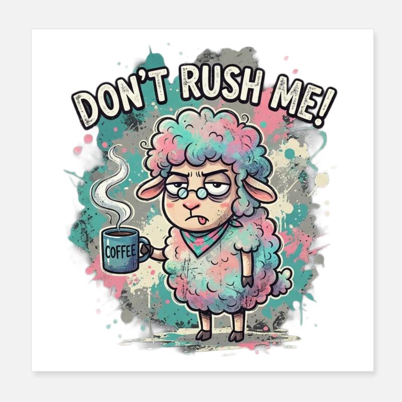 Dont Rush Me Kaffee Schaf Cartoon Poster 20x20 cm