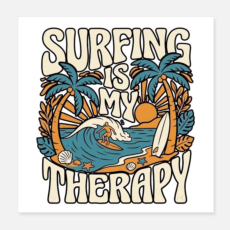 Surfing Therapy Poster 20x20 cm