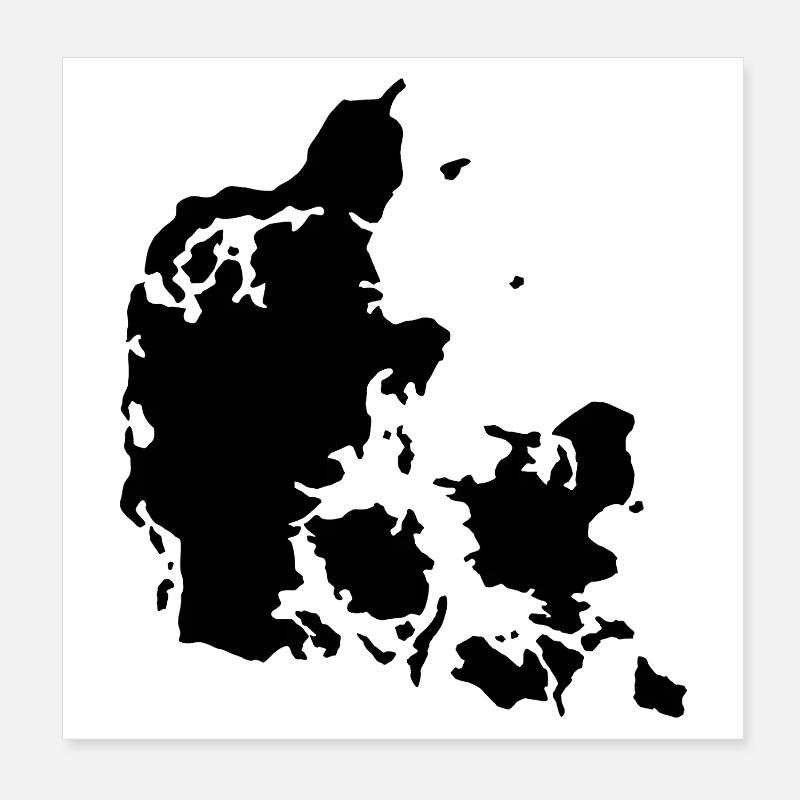 Carte du Danemark Poster 20 x 20 cm