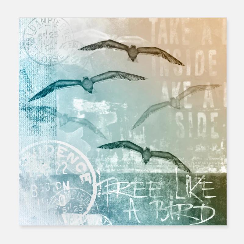 Gratuit comme un oiseau Poster 20 x 20 cm