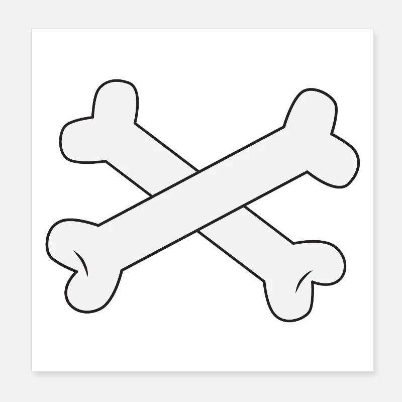 White crossed bones Poster 8" x 8" (20x20 cm)