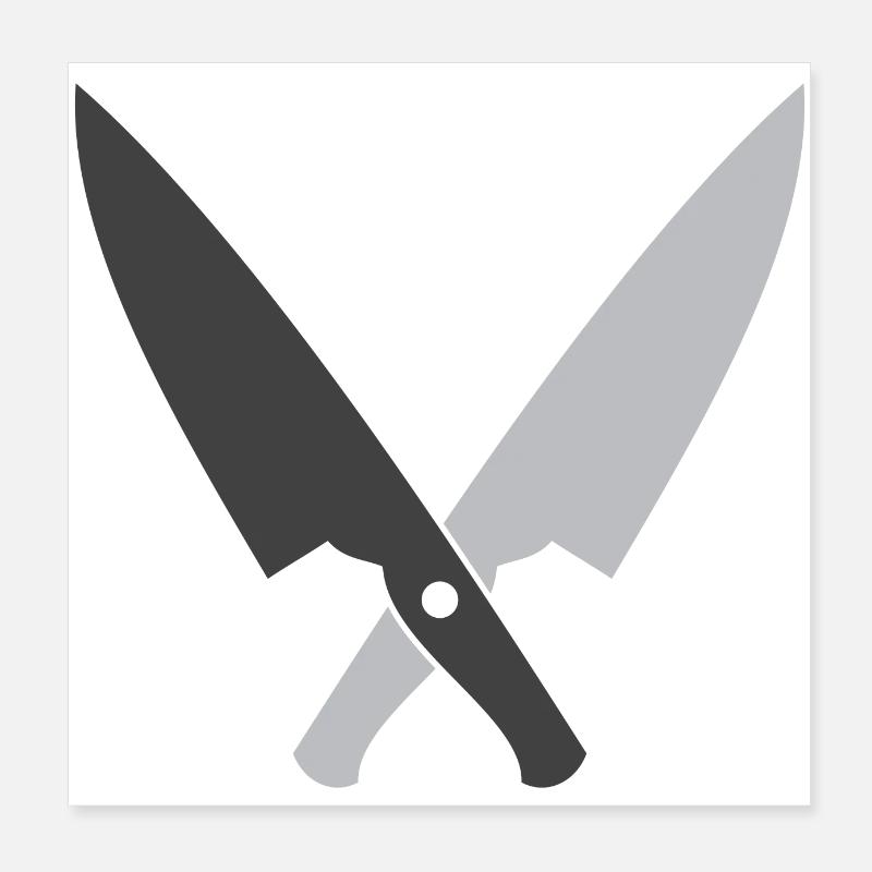 Couteaux de chefs croisés Poster 20 x 20 cm