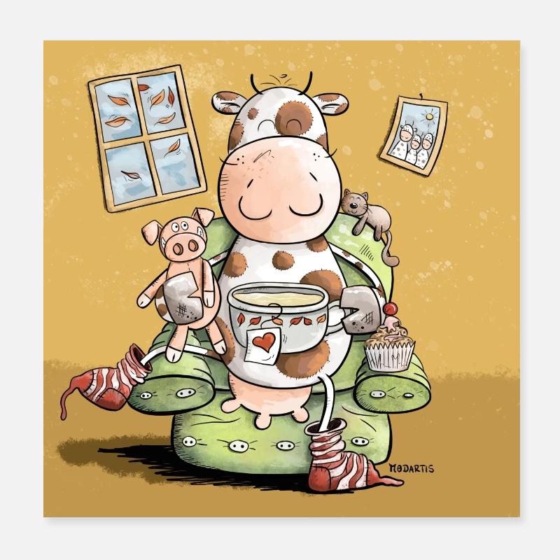 Même les vaches aiment les posters de confort Poster 20 x 20 cm