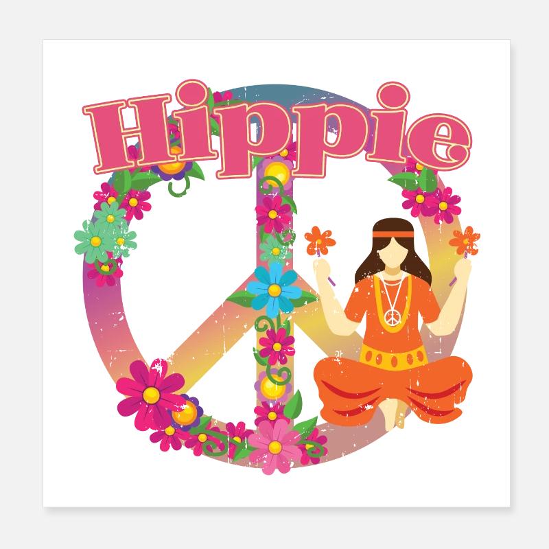 Hippie Outfit | Hippies 60er Frieden Geschenkideen Poster 20x20 cm
