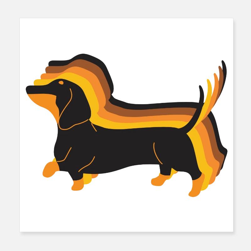Happy Dachshund Retro Tachshund a hâte de marcher Poster 20 x 20 cm