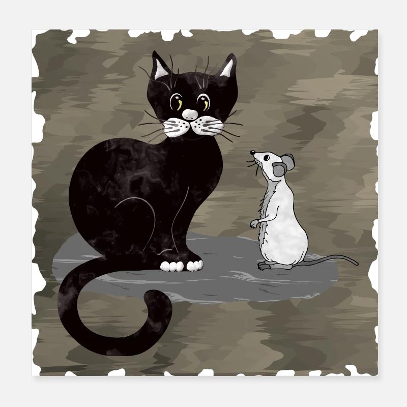 Chat et souris Poster 20 x 20 cm