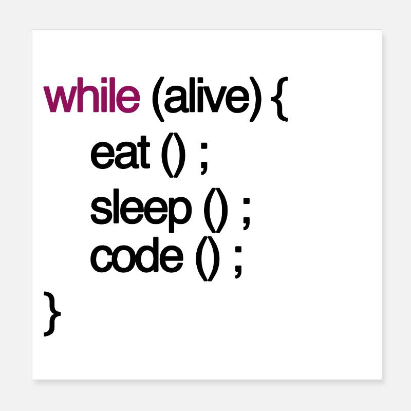 while alive code Informatiker programming coding Poster 20x20 cm