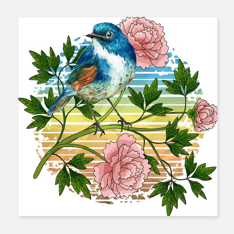 Bunter Vogel Poster 20x20 cm
