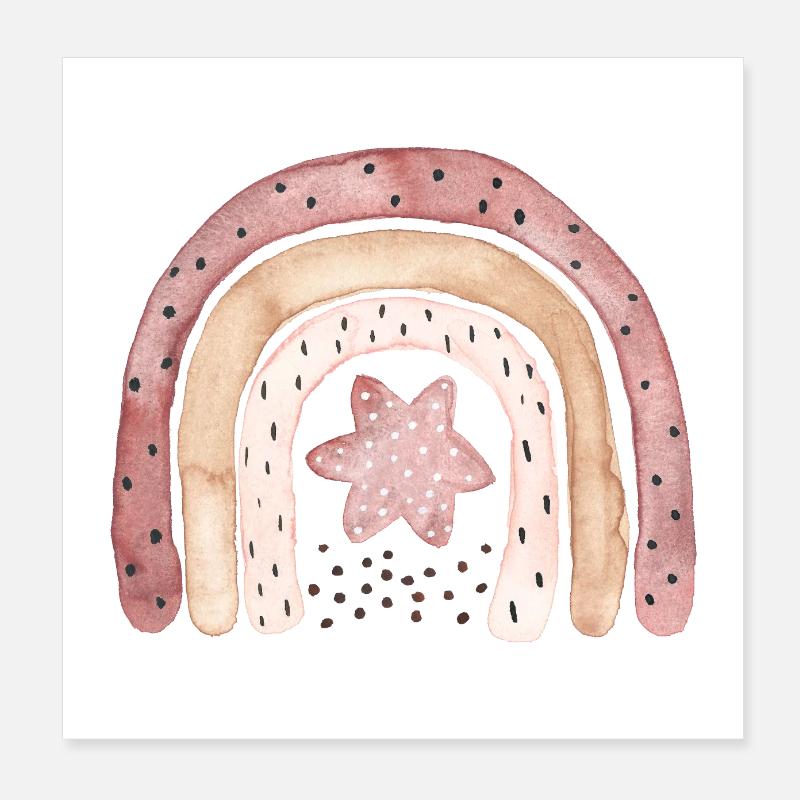 Regenbogen Boho Kaffeebraun Poster 20x20 cm