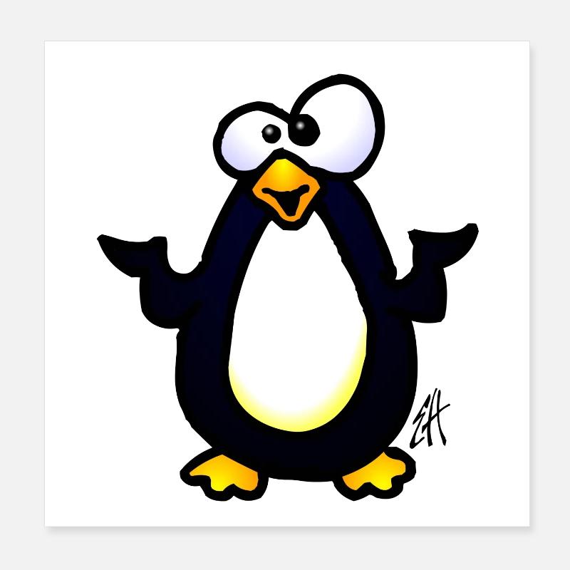 Whimsical Penguin Cartoon Design Poster 8" x 8" (20x20 cm)