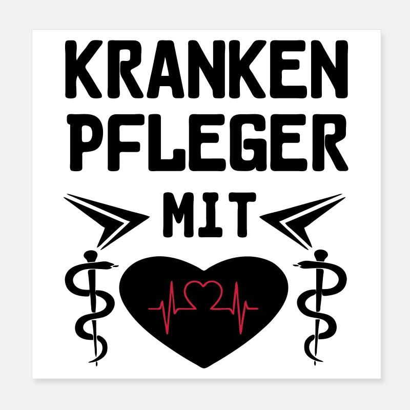 Krankenpfleger mit Herz Geschenk Poster 20x20 cm