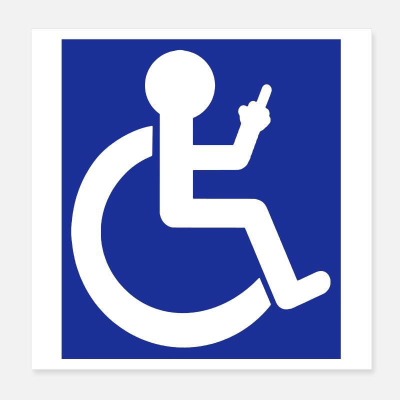 Symbole du fauteuil roulant avec le majeur # Poster 20 x 20 cm