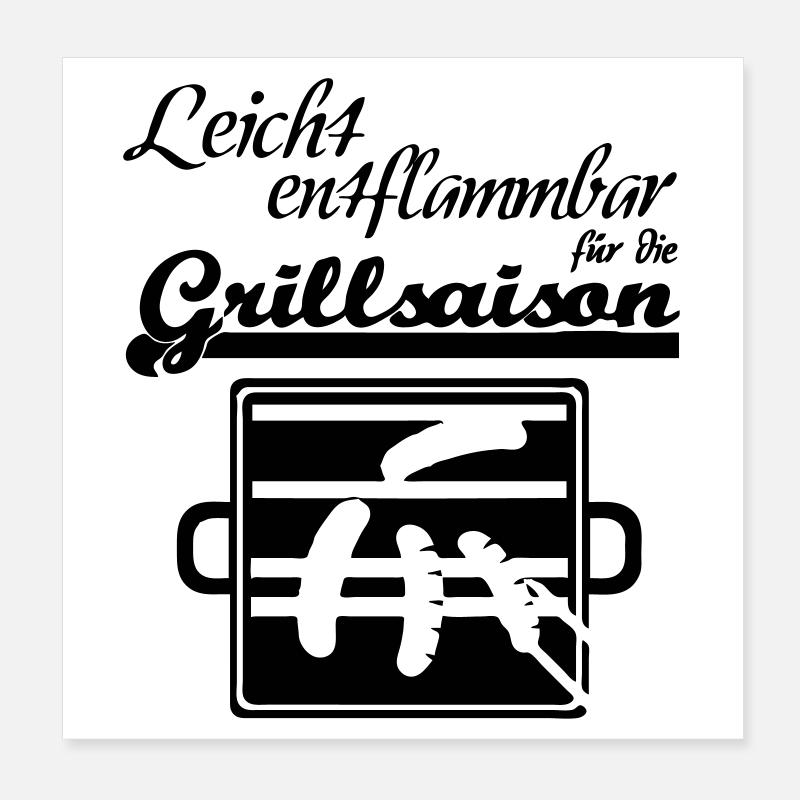 Grillsaison Grill grillen Sommer Party Geschenk Poster 20x20 cm