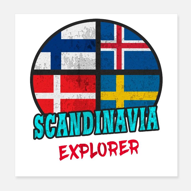Scandinavia Explorer / Skandinavien / Geschenk Poster 20x20 cm