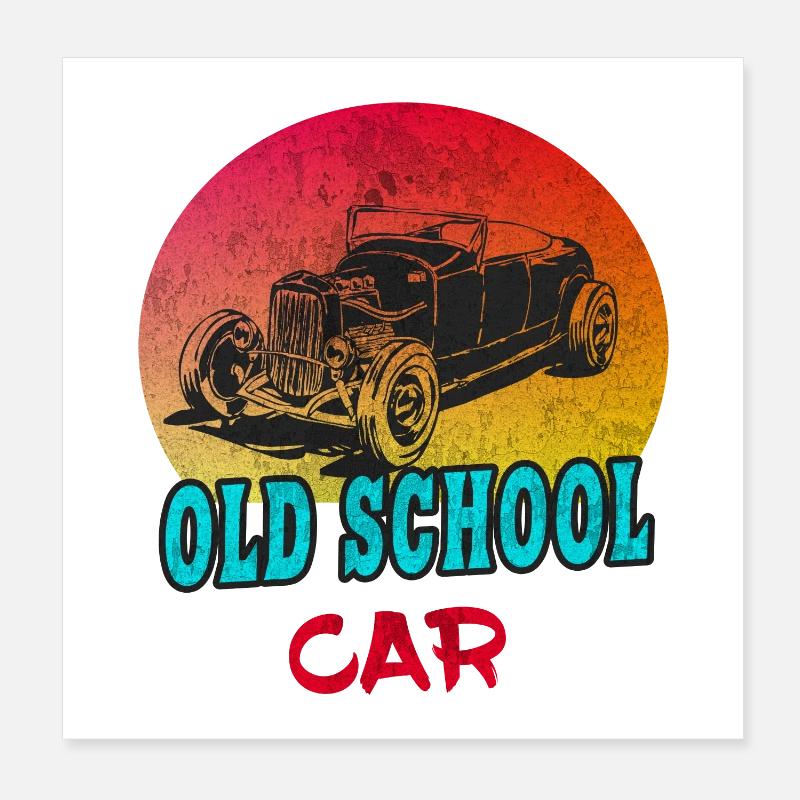 Old School Car Vintage / Geschenk Oldtimer Auto Poster 20x20 cm