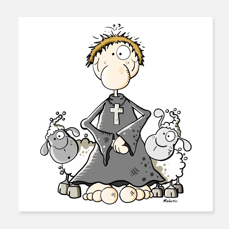 Pastor avec des moutons Poster 20 x 20 cm