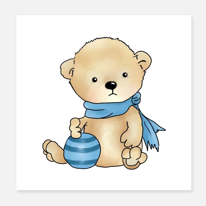 Baer mit Ball Poster 20x20 cm