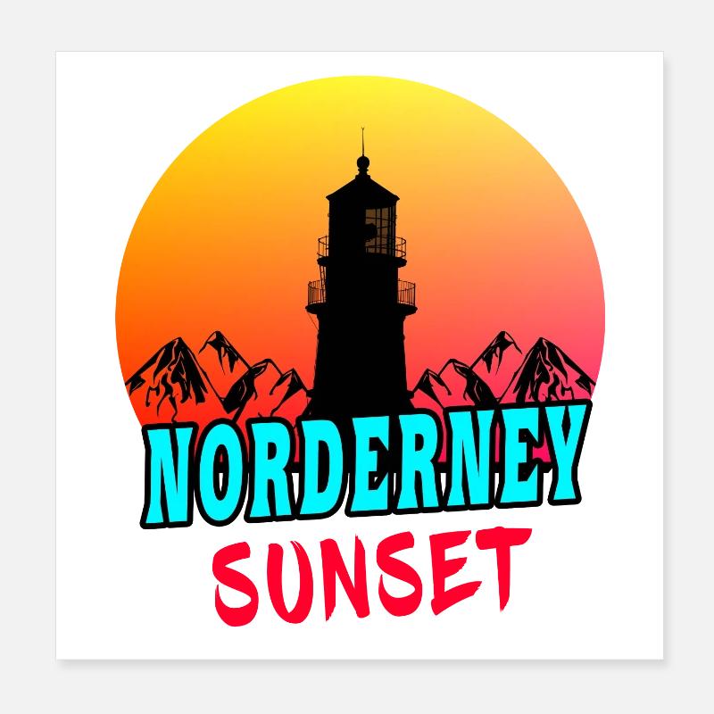 Norderney Sunset Leuchtturm Design / Geschenkidee Poster 20x20 cm