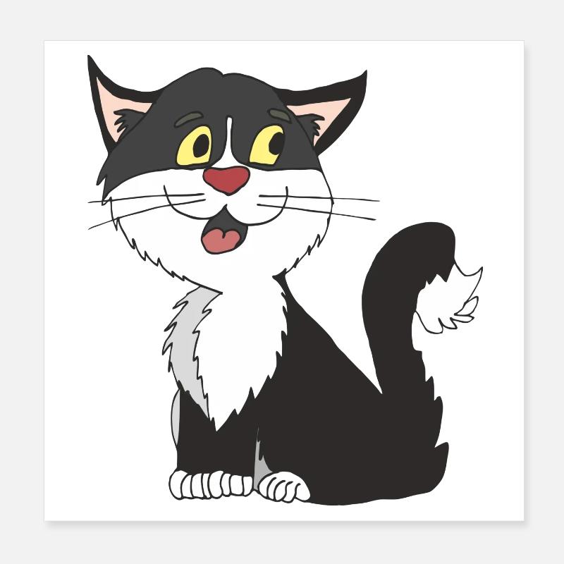 chat noir blanc Poster 20 x 20 cm